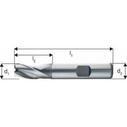 Fraise à rainurer extra courte, type N, en acier à coupe rapide à 8% de cobalt, sans revêtement, Ø d1 - e8 : 8,0 mm, Long. totale l1 61 mm