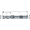 Fraise cylindrique courte, type W, acier coupe rapide à 8% de cobalt, surface brillante à coupe centrale, pour aluminium, Ø d1 - k10 : 8 mm