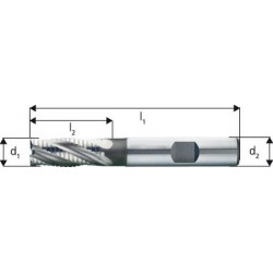 Fraise de semi-finition courte, type NF, en acier à coupe rapide à 5% de cobalt, sans revêtement, Ø d1 - k12 : 8,0 mm, Long. totale l1 69 mm