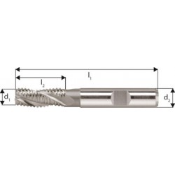 Fraise d'ébauche courte, type NR, en acier à coupe rapide à 5% de cobalt, sans revêtement, Ø d1 - k12 : 6,0 mm, Long. totale l1 57 mm