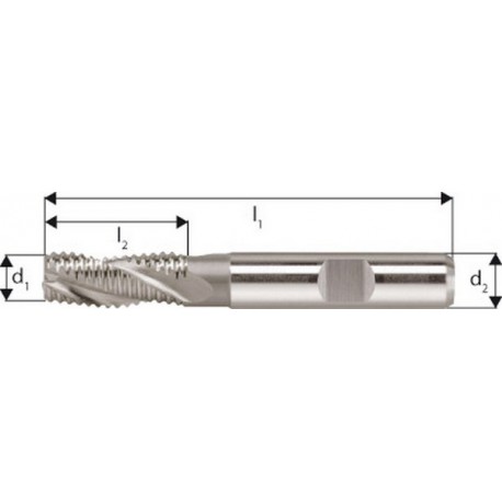 Fraise d'ébauche courte, type NR, en acier à coupe rapide à 5% de cobalt, sans revêtement, Ø d1 - k12 : 16,0 mm, Long. totale l1 92 mm