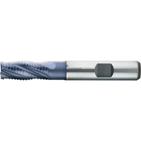 Fraise d'ébauche courte, type NR, 4 dents, en acier à coupe rapide à 5% de cobalt, surface recouverte de TiAIN, Ø d1 - k12 : 8,0 mm