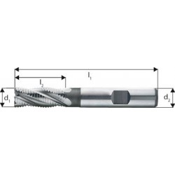 Fraise d'ébauche courte, type HR, 3 à 6 dents, en acier à coupe rapide à 10% de cobalt, sans revêtement, Ø d1 - k12 : 10,0 mm