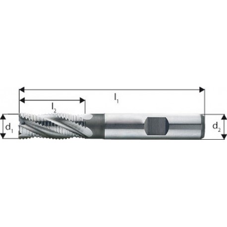 Fraise d'ébauche courte, type HR, 3 à 6 dents, en acier à coupe rapide à 10% de cobalt, sans revêtement, Ø d1 - k12 : 10,0 mm