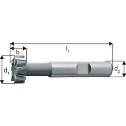 Fraise pour rainures en T, Ø x Larg. : d1-d11 x b - d11 : 32,0 x 14 mm, Long. totale l1 90 mm, pour rainures en T, DIN 650 18, Ø de col env. : 14,8 mm