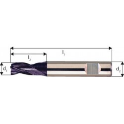 Microfraise extra courte, type N, en carbure monobloc, surface recouverte de TiAIN, Ø d1 - h10 : 1,00* mm, Long. totale l1 38 mm, Long. coupe l2 2 mm