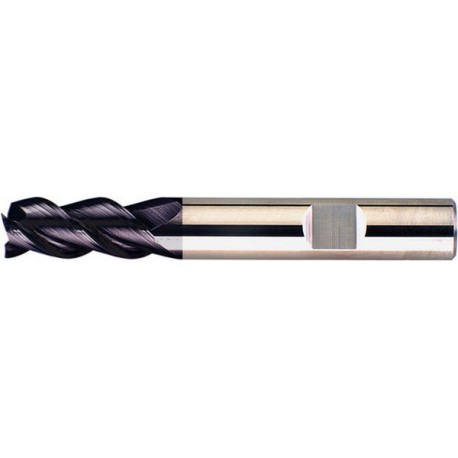 Fraise longue, 3 dents, 45°, en carbure monobloc, recouverte de TiAIN, Ø d1 - h10 : 3,0 mm, Long. totale l1 57 mm, Long. coupe l2 7 mm