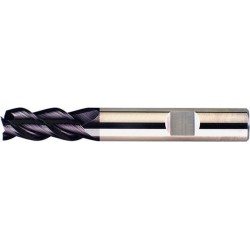 Fraise longue, 3 dents, 45°, en carbure monobloc, recouverte de TiAIN, Ø d1 - h10 : 6,0 mm, Long. totale l1 57 mm, Long. coupe l2 10 mm