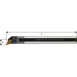 Barre d'alésage ISO 107,5° A..-SDQCR/L, à arrosage interne, Désignation : A12L SDQCR 07, Ø queue - dg7 12 mm, Dimensions Ø min. 18 mm