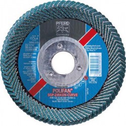 Meule-éventail Ø 125 mm (12200 tr/mn), POLIFAN® SG-ZIRKON-CURVE, radiale, Grain : 40, Larg. : des soudures d'angle - 5 mm