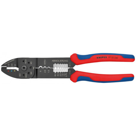 Pince à sertir noire laquée avec gaines bi-matière 240 mm