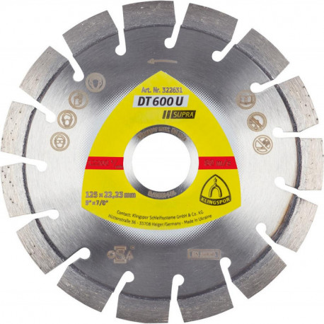 Disque diamant DT/SUPRA/DT600U/S/180X26X2223/22K/9 KLINGSPOR