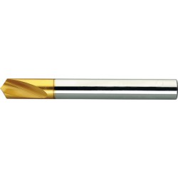 Foret à pointer CN, à queue cylindrique, 120°, en acier à coupe rapide à 5 % de cobalt, DIN 1835-B, surface avec revêtement TiN, Ø h8 : 6 mm
