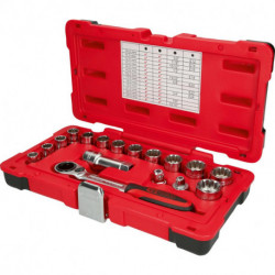 Coffret de douilles traversantes 1/2 - 3/8 - TRIPLEplus - 17 unités