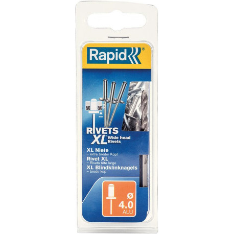 Rivet aveugle, aluminium Ř 4 x 12 mm + Foret 50 Unités Blister Rapid