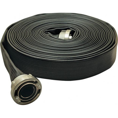 Tuyau plat polyvalent Syntex universel noir, caoutchouté C/52 m. raccord 15m OSW