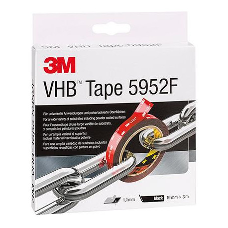 VHB Ruban adhésif double face noir 5952F 12m x 33m 3M (Par 6)