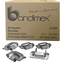 Boucles cerclages 5/8 V2A- acier inoxydable Pack a 100 Unités Bandimex