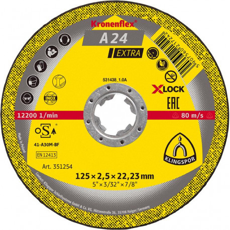 Disque de coupe A24EX X-LOCK 125x25mm Klingspor