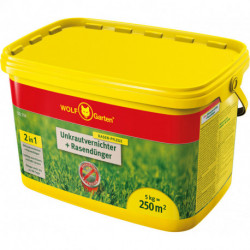 Désherbant + engrais à gazon 5 kg SQ seau 250 Wolf-Garten