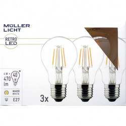 Ampoule LED 4W (40W) 220-240V E27 470lm 2700k 10.000h 3x