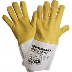 Gant de soudeur Mexico Z Super taille 10 jaune/gris cuir nappa de chèvre/cuir refendu EN 388, EN 12477 catégorie EPI II 10 paires PROMAT (Par 10)