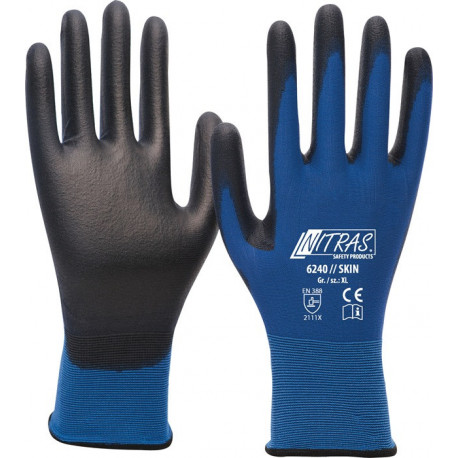 Gant Nitras Skin taille XXL (10) bleu/noir EN 388 catégorie EPI II nylon avec po (Par 12)