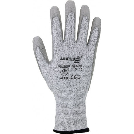 Gant de protection contre les coupures taille 9 gris/gris EN 388 catégorie EPI II HDPE/nylon/élasth./fibre verre ac PU 10 paires ASATEX (Par 10)