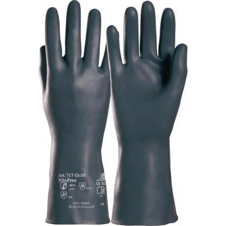 Gant de protection chimique Nitopren 717 taille 10 gris foncé EN 388 EN 374 cat (Par 10)