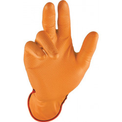 Gant jetable poignée orange taille 7 orange nitrile EN 388, EN 374 catégorie EPI III 50 pièces/boîte STRONGHAND