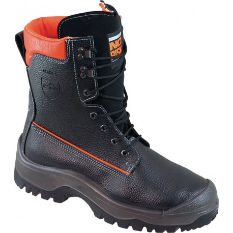 Botte de sécurité forestière NoRisk taille 40 noir/orange cuir bovin S3 SRC EN ISO 20345/EN ISO 17249