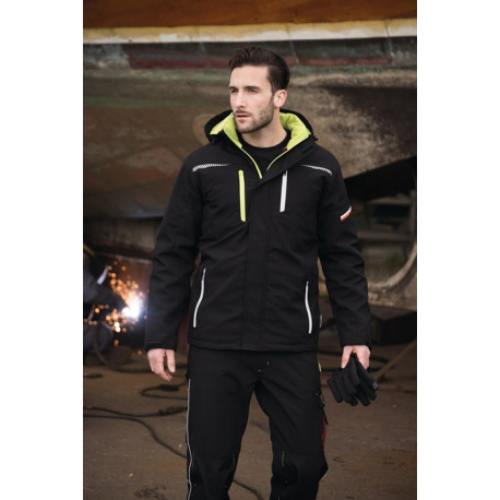 Blouson professionnel en softshell Terrax Workwear taille M noir/limette 100 % PES TERRAX