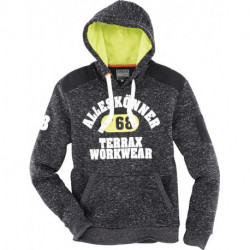 Sweat à capuche en laine pol. tricotée Terrax Workwear taille XXXL noir mélongé/