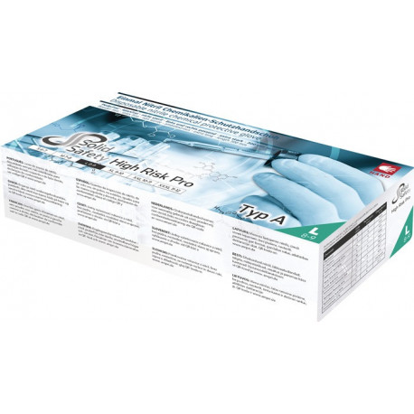 Gant jetable HighRisk Pro taille L bleu nitrile EN 374 EN 388 catégorie EPI III