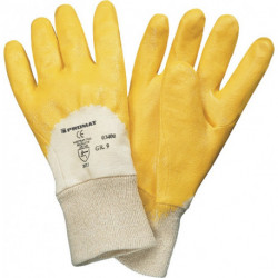 Gant lèvre taille 7 jaune revêtement en nitrile EN 388 catégorie EPI II sur cart