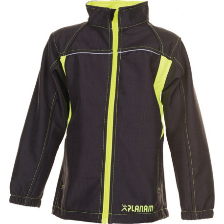 Veste softshell pour enfants Junior taille 110/116 anthracite/jaune 100 % PES PLANAM