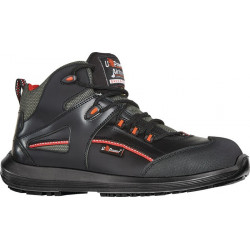 Botte de sécurité teck taille 47 noir/rouge S3 SRC ESD EN ISO 20345 cuir lisse U