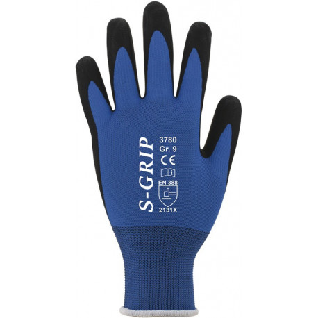 Gant tricot fin S-Grip taille 8 bleu/noir EN 388 catégorie EPI II ASATEX (Par 12)