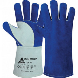 Gant de soudeur Bleu taille 9 bleu/gris cuir fleur de vachette refendu (Par 6)