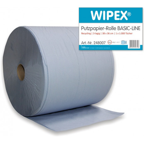 Essuie-tout Basic-Line L360xl380env. mm bleu 3 couches 1 rouleau/UE WIPEX