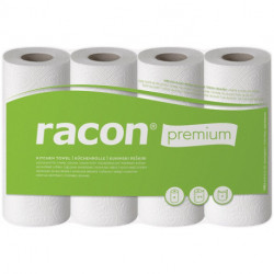Papier essuie-tout racon Premium K-2 l.220xL250env mm blanc 2 couches, perforé 4 rouleaux / paquet RACON