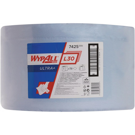 Essuie-tout WYPALL L30 ULTRA 7425 L380xl235env. mm bleu 3 couches perforé roule