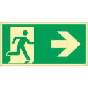 Panneau d´évacuation DIN EN ISO 7010 L297xl148 mm issue de secours à droite film
