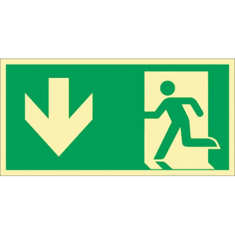 Panneau d'évacuation DIN EN ISO 7010 L297xl148 mm sortie de secours format hor.+personnage plastique