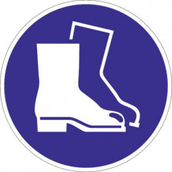 Pictogramme d'obligation ASR A1.3/DIN EN ISO 7010 utiliser protection des pieds plastique