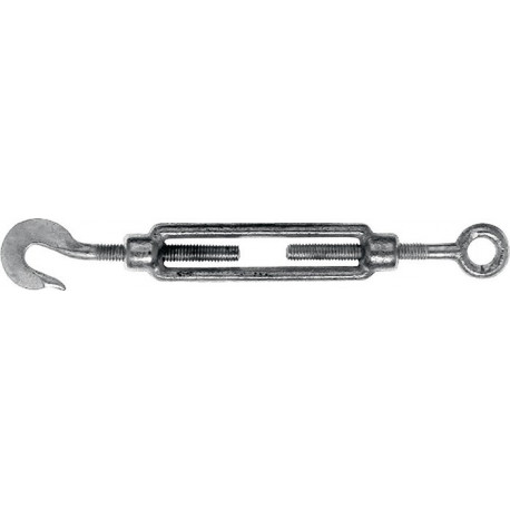 Tendeur DIN 1480 M6 longueur 172-252 mm avec crochet et œillet galvanisé (Par 10)