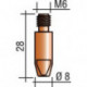 Tube contact D. de fil 0,8 mm M 6 longueur 28 mm E-Cu TRAFIMET (Par 20)