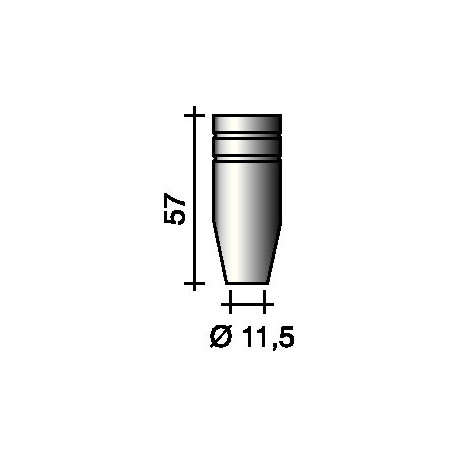 Buse à gaz fortement conique 115 mm adapté à ERGOPLUS 25 TRAFIMET (Par 10)