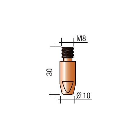 Tube contact D. de fil 14 mm M 8 longueur 30 mm E-Cu TRAFIMET (Par 20)