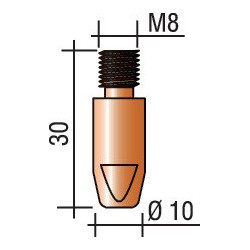 Tube contact D. de fil 16 mm M 8 longueur 30 mm E-Cu TRAFIMET (Par 20)